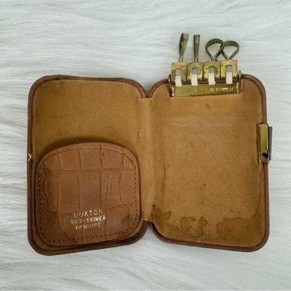 Vintage Buxton Key-Tainer Key Fob Organizer Case Genuine Leather 3”x2 2/8” Tan - Picture 6 of 10
